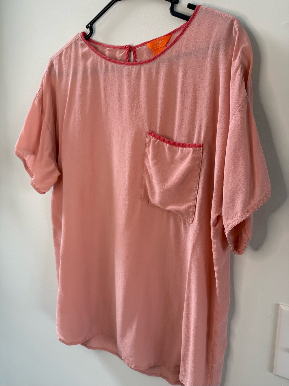 Joe Fresh Blush Pink Short Sleeve Pocket Top silk